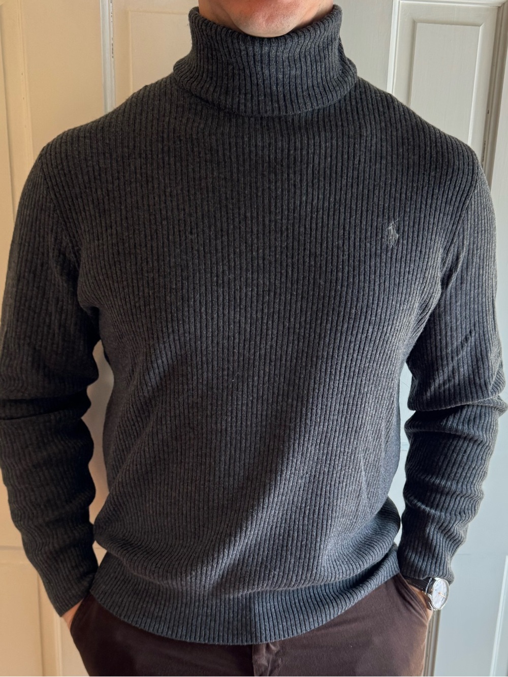 Polo Ralph Lauren SAMPLE Dark Gray Ribbed Turtleneck Sweater